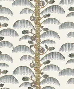 Josephine Munsey Rose & Thorn Palm Stripe Wallpaper In Radmoor Blue