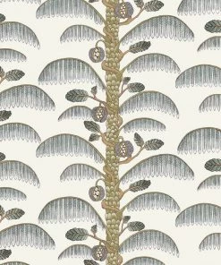 Josephine Munsey Rose & Thorn Palm Stripe Wallpaper In Spicer Brown