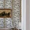 Josephine Munsey Palm Stripe Wallpaper In Clarke White Rose & Thorn
