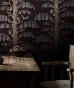 Josephine Munsey Palm Stripe Wallpaper In Clarke White Rose & Thorn