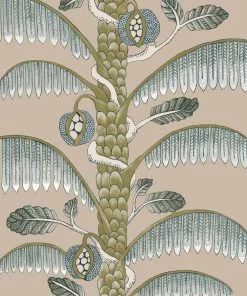 Josephine Munsey Rose & Thorn Palm Stripe Wallpaper In Radmoor Blue