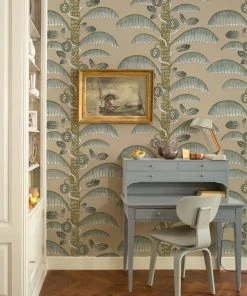 Josephine Munsey Palm Stripe Wallpaper In Clarke White Rose & Thorn