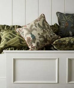 Josephine Munsey Labyrinth Lumbar Frilled Cushion Olive