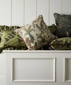Josephine Munsey Labyrinth Lumbar Frilled Cushion Green