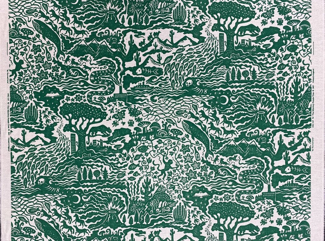 The Monkey Puzzle Tree New 'All Tomorrow's Futures' Ocean Blue Linen By Alexis Snell 9 The Monkey Puzzle Tree New 'All Tomorrow's Futures' Ocean Blue Linen By Alexis Snell