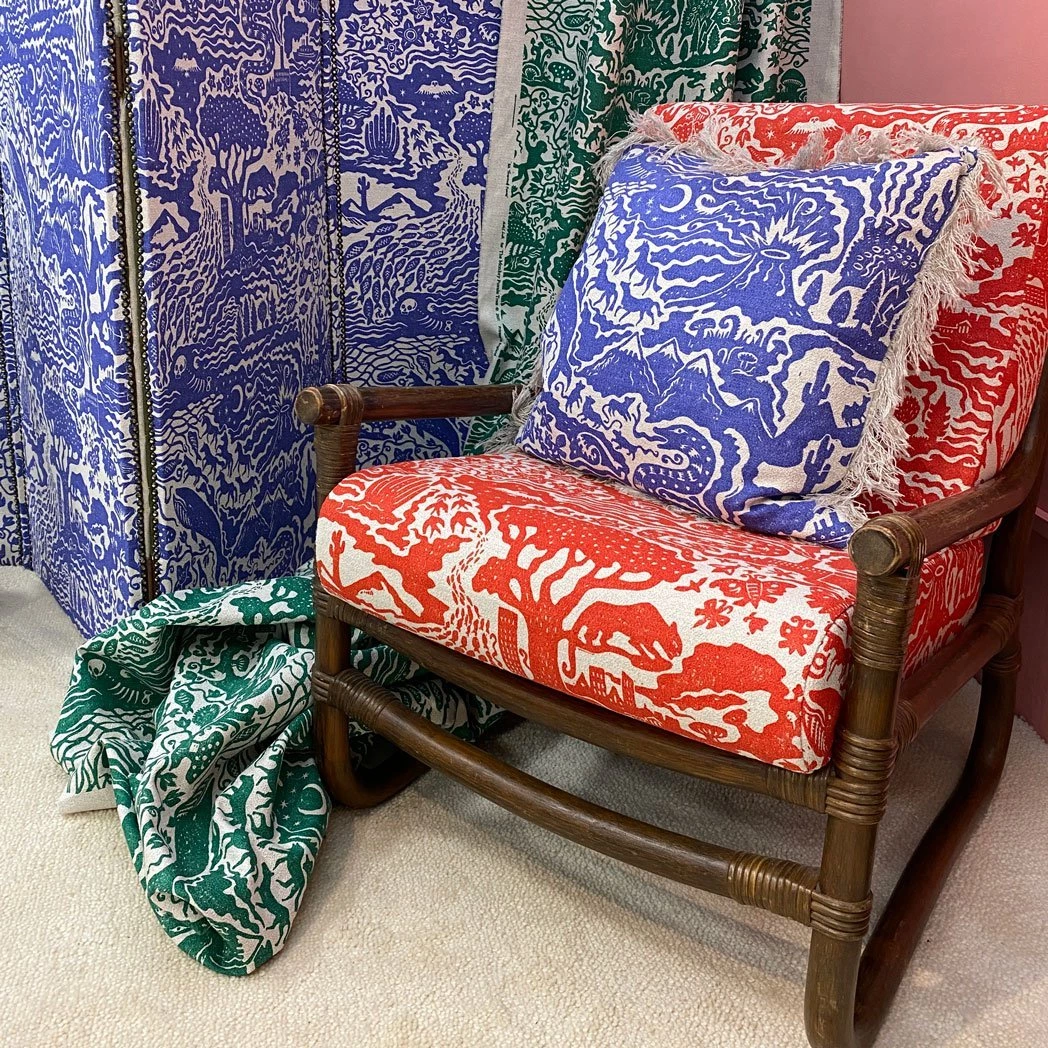 The Monkey Puzzle Tree New 'All Tomorrow's Futures' Ocean Blue Linen By Alexis Snell 5 The Monkey Puzzle Tree New 'All Tomorrow's Futures' Ocean Blue Linen By Alexis Snell