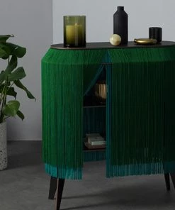 Ibride Baby Alpaga Fringed Bedside Table Sparkling Green Bohemian Dream