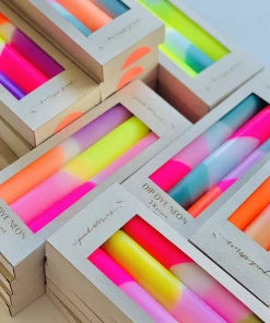 Pink Stories Neon Taper Candles Coconut Waterfall New