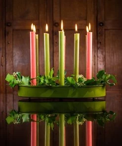 British Colour Standard New Oval Metal Candle Platter - Olive