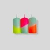 Pink Stories Neon Pillar Candles Trio - Rainbow Drops Bohemian Dream