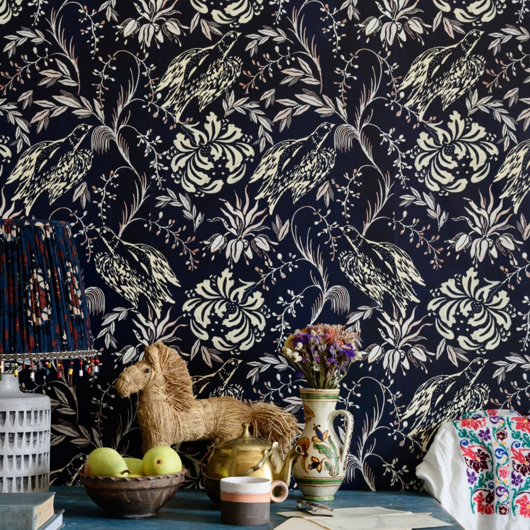 Mind The Gap Folk Embroidery Crimson Wallpaper 4 Mind The Gap Folk Embroidery Crimson Wallpaper