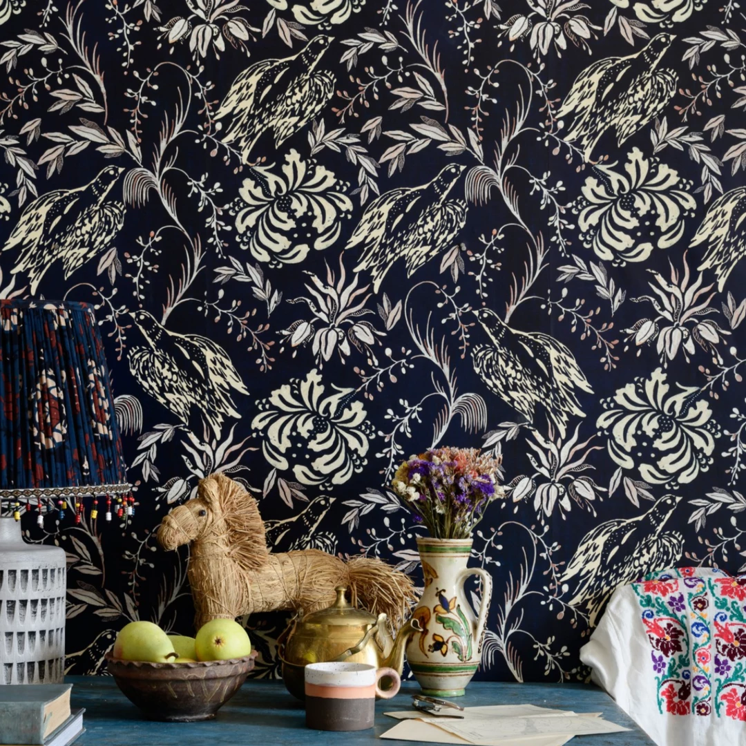 Mind The Gap Rose & Thorn Folk Embroidery Fern Green Wallpaper 4 Mind The Gap Rose & Thorn Folk Embroidery Fern Green Wallpaper