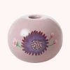 Rice By Rice New Metal Candle Holder With Flowers, Lavender