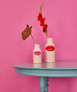 Rice By Rice Large Pink Red Lips Vase Rose & Thorn