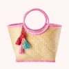 Rice By Rice New Pink Raffia Weekend Bag With Tassels 2 Rice By Rice New Pink Raffia Weekend Bag With Tassels