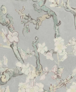 BN Van Gogh Wallpaper - Almond Blossom White Mint Les Jardins Royaux