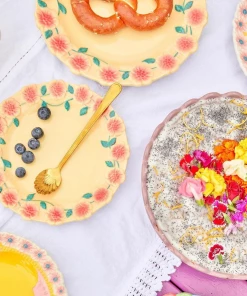 Rice By Rice New Ceramic Floral Side Plate - Cream