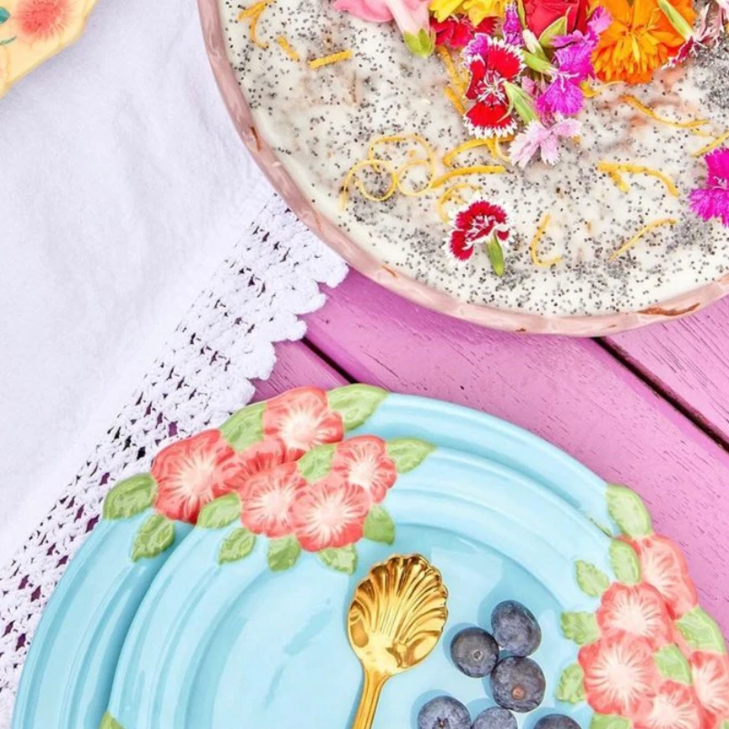 Rice By Rice Ceramic Floral Side Plate - Blue 4 Rice By Rice Ceramic Floral Side Plate - Blue