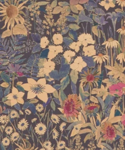 Liberty Fabrics Faria Flowers Vintage Velvet, Lichen & Marigold New