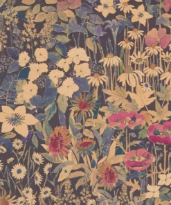 Liberty Fabrics Faria Flowers Vintage Velvet, Lichen & Marigold New