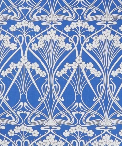 Liberty Fabrics New Ianthe Bloom Stencil Chiltern Linen, Lapis