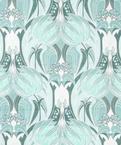 Liberty Fabrics Katherine Nouveau Emberton Linen, Jade New