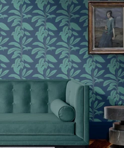 Annika Reed Studio Rubber Plant Wallpaper, Leaves At Midnight