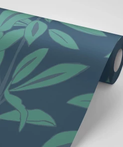 Annika Reed Studio Rubber Plant Wallpaper, Rubber Blue