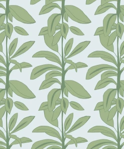 Annika Reed Studio Rubber Plant Wallpaper, Rubber Blue