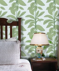 Annika Reed Studio Rubber Plant Wallpaper, Leaves At Midnight