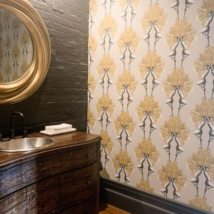 The Graduate Collection Showgirls Wallpaper Mustard & Taupe New 4 The Graduate Collection Showgirls Wallpaper Mustard & Taupe New