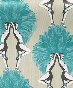 The Graduate Collection New Showgirls Wallpaper Metallic Teal & Cream