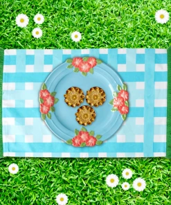 Rice By Rice Gingham Cotton Placemat In Blue & Green New