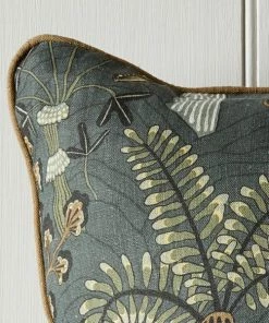 Josephine Munsey Woodland Floor Fabric Cushion Petrol