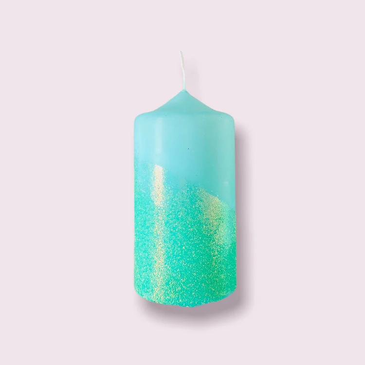 Pink Stories Neon Dip Dye Glitter Pillar Candle - Blue New 4 Pink Stories Neon Dip Dye Glitter Pillar Candle - Blue New