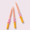 Pink Stories Neon Dip Dye Swirl Taper Candles Valentine Promise - Set Of 3 New