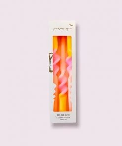 Pink Stories Neon Dip Dye Swirl Taper Candles Valentine Promise - Set Of 3 New