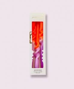 Pink Stories Neon Dip Dye Swirl Taper Candles Amazing Lavender - Set Of 3