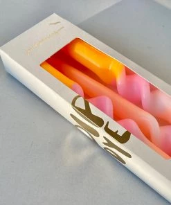 Pink Stories Neon Dip Dye Swirl Taper Candles Valentine Promise - Set Of 3 New