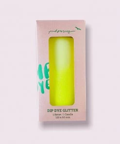 Pink Stories Neon Dip Dye Glitter Pillar Candle - Yellow 9 Pink Stories Neon Dip Dye Glitter Pillar Candle - Yellow
