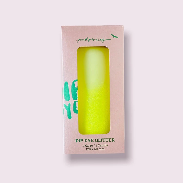 Pink Stories Neon Dip Dye Glitter Pillar Candle - Yellow 5 Pink Stories Neon Dip Dye Glitter Pillar Candle - Yellow