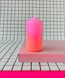 Pink Stories New Neon Dip Dye Glitter Pillar Candle - Pink 9 Pink Stories New Neon Dip Dye Glitter Pillar Candle - Pink