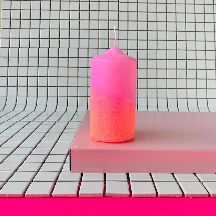 Pink Stories New Neon Dip Dye Glitter Pillar Candle - Pink 5 Pink Stories New Neon Dip Dye Glitter Pillar Candle - Pink