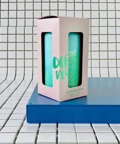 Pink Stories Neon Dip Dye Glitter Pillar Candle - Blue New 11 Pink Stories Neon Dip Dye Glitter Pillar Candle - Blue New