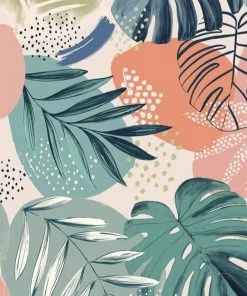 Brand Mckenzie Abstract Jungle Wallpaper, Teal Blue