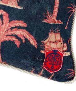 Mind The Gap Aegean Dark Linen Cushion Blue Skies Ahead