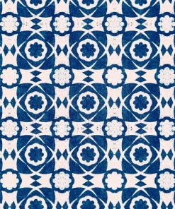 Mind The Gap Aegean Tiles Indigo Wallpaper