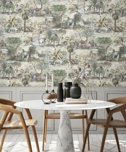 Brand Mckenzie Animal Islands Wallpaper, Bamboo Green Havana Tropicana