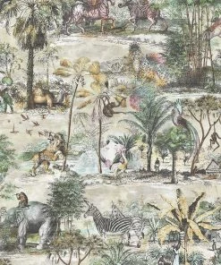 Brand Mckenzie Animal Islands Wallpaper, Bamboo Green Havana Tropicana
