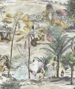 Brand Mckenzie Animal Islands Wallpaper, Bamboo Green Havana Tropicana